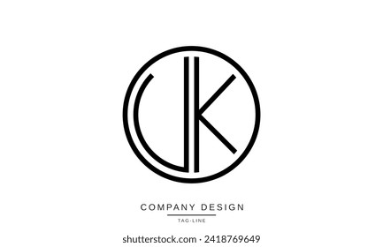 Monograma con el logotipo de las letras abstractas de KV, VK