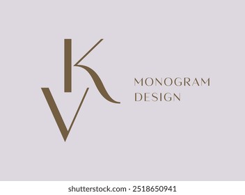 KV or VK letter logo icon design. Classic style luxury initials monogram.