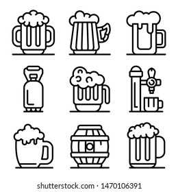 Kvass icons set. Outline set of kvass vector icons for web design isolated on white background