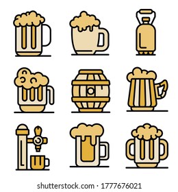 Kvass icons set. Outline set of kvass vector icons thin line color flat on white