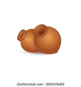 Kvevri or Qvevri, Georgian traditional wine making clay vessel realistic vector illustration. Ancient Georgian clay pottery for wine isolated on white background. Part of set. 