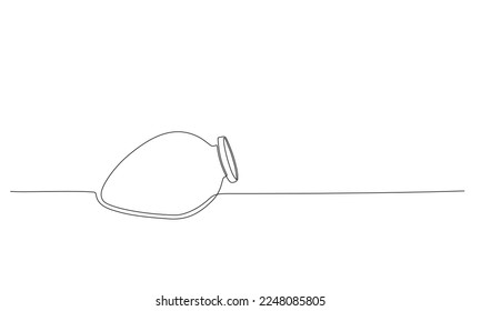 Kvevri vector line illustration. Traditional Georgian big clay vessel Qvevri for wine making.