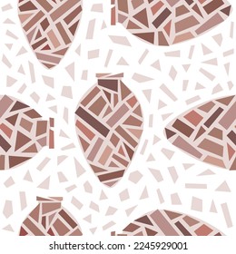 Kvevri vector seamless pattern with tiles. Traditional Georgian clay wine making vessel Qvevri.