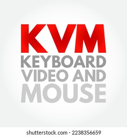 KVM - Keyboard Video and Mouse acronym, technology concept background