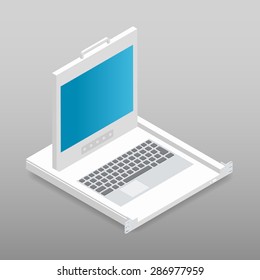 Kvm switch rackmount isometric detailed icon vector graphic illustration
