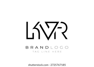 Projeto de logotipo de letra abstrata KVR. Design de logotipo comercial moderno com tipografia abstrata e estilo contemporâneo