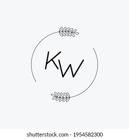 Logotipo inicial del vector de belleza KW, logotipo de escritura a mano de la firma inicial