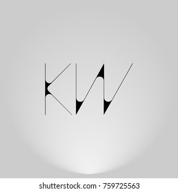 KW Black thin minimalist LOGO Design with Highlight on Gray background.