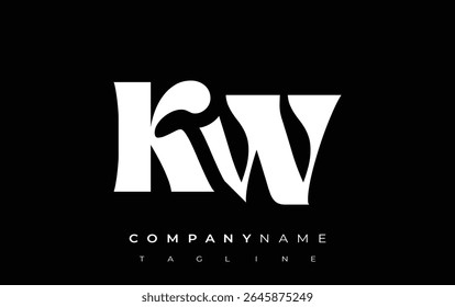 KW Creative Abstract Typography Logo Design. Elegant logo combining bold typography and creative shapes, ideal for branding and identity solutions.