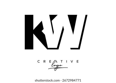 Logotipo creativo minimalista de espacio negativo de KW con monograma moderno para marca y logotipo de marca comercial con letras iniciales Diseño de logotipo para marca.