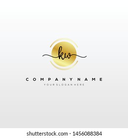KW handwriting initial logo template vector.