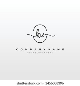 KW handwriting initial logo template vector.