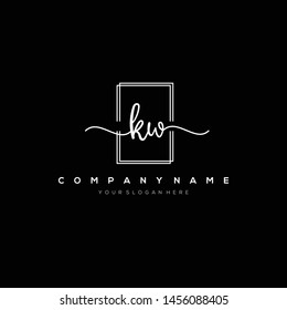 KW handwriting initial logo template vector.