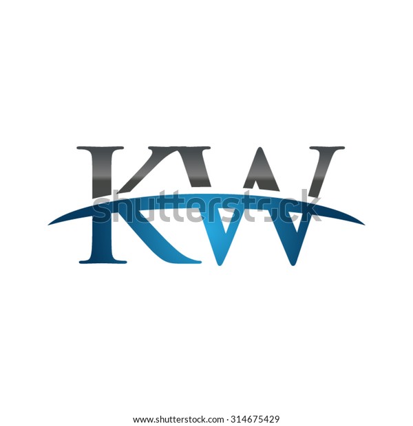 Kw Initial Company Blue Swoosh Logo Stock Vector (Royalty Free) 314675429