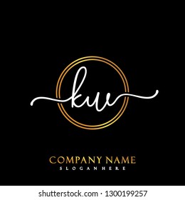 KW Initial Handwriting logo template vector
