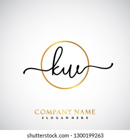 KW Initial Handwriting logo template vector