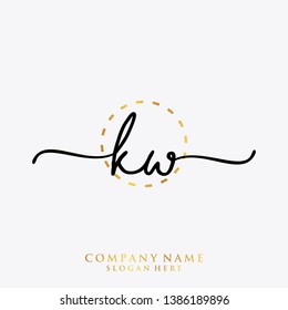 KW Initial handwriting logo template