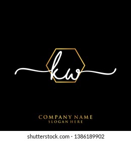 KW Initial handwriting logo template
