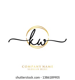 KW Initial handwriting logo template