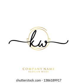 KW Initial handwriting logo template