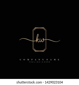 KW initial handwriting logo template vector