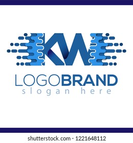 KW Initial Letter Pixel Icon Vector Logo element. Initial Letter speed logo template