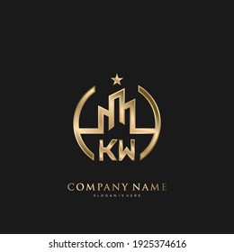KW Initial Letter Real Estate Luxury House Logo Vektorkunst für Business, Building, Architektur
