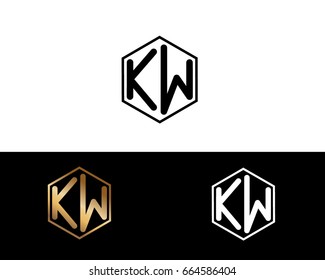KW initial letters linked with hexagon shape logo
