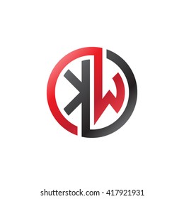 KW initial letters looping linked circle logo black red