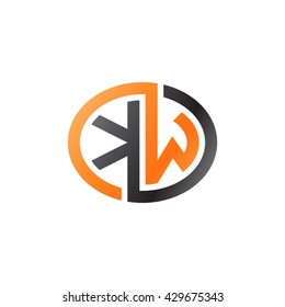KW initial letters looping linked ellipse logo orange black