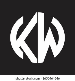 KW Initial Logo design Monogram Isolated on black and white