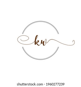 Kw Initial Logo Handwriting Template Letter Stock Vector Royalty Free