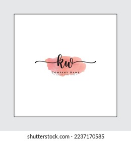 KW Initial Logo in Signature Style for Photography and Fashion Business - Watercolor Signature Logo Vector