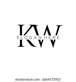 Logotipo inicial del monograma de KW con diseño del estilo del negocio