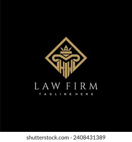 KW initial monogram logo for lawfirm with pillar in creative square design