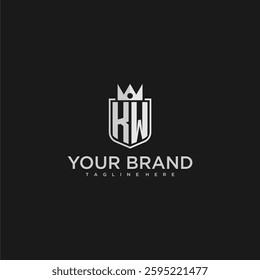 KW initial monogram shield and crown vector image