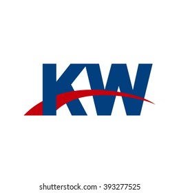 KW initial overlapping swoosh letter logo blue red