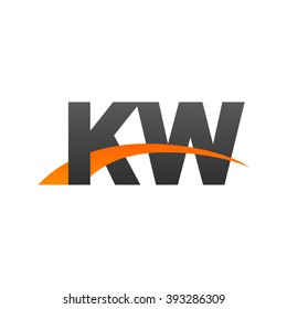 KW initial overlapping swoosh letter logo black orange