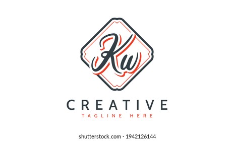 KW Initials, handwriting logo vector