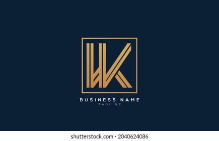 Diseño del logotipo del alfabeto de texto en letra monográfica de las iniciales de KW