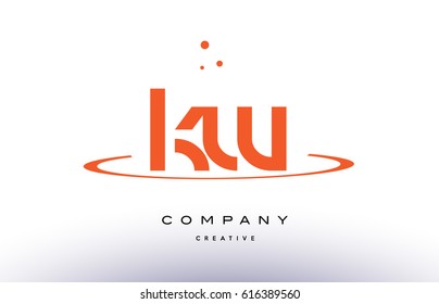 KW K W creative orange swoosh dots alphabet company letter logo design vector icon template