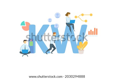 KW, Kilowat. Concept with keyword, people and icons. Flat vector illustration. Isolated on white. Zdjęcia stock © 