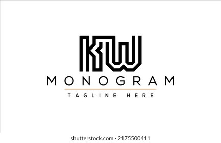 KW Logo Design Konzept mit Hintergrund. Initial basierter kreativer Minimal-Monogramm-Icon-Buchstabe. Modernes luxuriöses Alphabet, Vektordesign