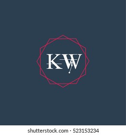 kw logo letter initial, Abstract Polygonal Background Logo, design for Corporate Business Identity,flat icon, Alphabet letter