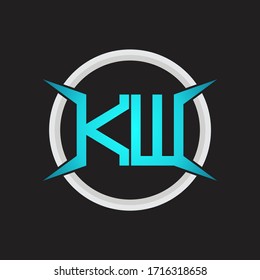 KW Logo monogram with circle and four taper shape design template