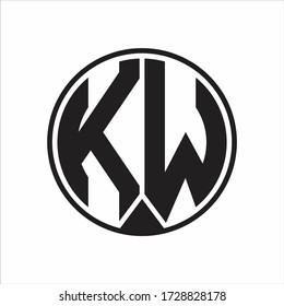 El logotipo de KW círculo monograma con el estilo de la cinta en el fondo blanco