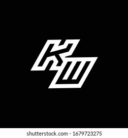 KW logo monogram with up to down style negative space design template isolated on black background