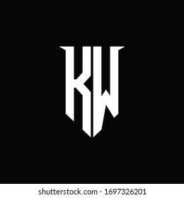 KW logo monogram with emblem shield style design template