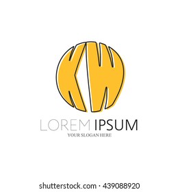 KW Logo. Vector Graphic Sphere Branding Letter Element. White Background