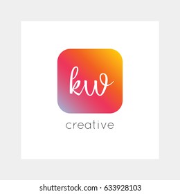 KW logo, vector. Useful as branding, app icon, alphabet combination, clip-art.